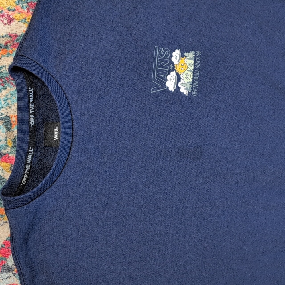 Vans Navy Sweatshirt Long Sleeve Logo XL - Picture 2 of 5